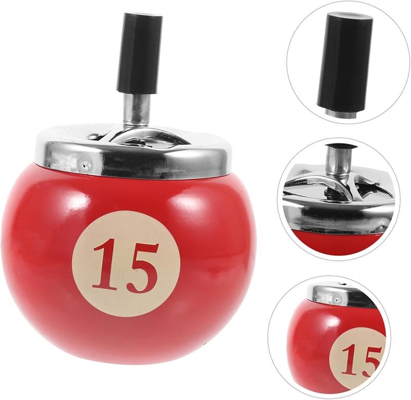 PACKOVE Portable Metal Ashtray Automatic Windproof Billiard Design Lightweight Ash Holder - Image 3